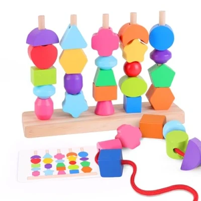 Bild av SUPERBE BEBE Montessori trästapling och sortering leksak för spädbarn barn 3 år aktivitet utveckling i trä pedagogiska spel småbarn födelsedagspresent