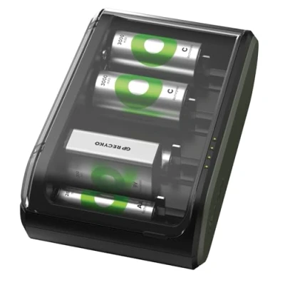 Bild av GP RECYKO Universell USB laddare modell B631 (för alla vanliga AA, AAA, C, D, 9 V batterier)