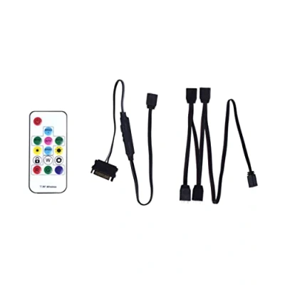 Bild av Xilence LQZ.ARGB_Set fjärrkontroll, ARGB fjärrkontroll för LED PC komponenter, mottagare, 1to4 splitter, svart/vit