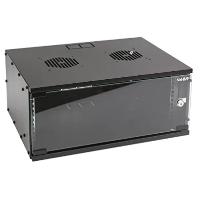 Bild av HMF 65704 02 nätverksskåp, serverskåp 19 tum 4 HE 400 mm djup glasdörr svart