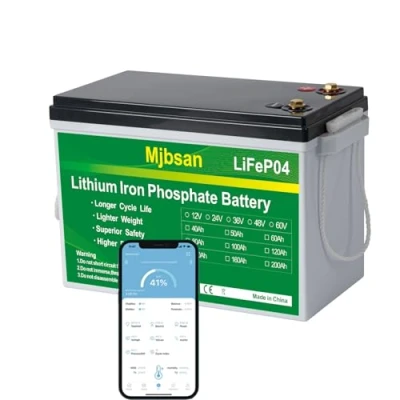 Bild av Mjbsan 12 V 300 Ah LiFePO4 batteri med inbyggd Bluetooth 200A BMS, 3 840 Wh djupcykelbatteri, litiumbatteri, 8 000+ cykler, perfekt för husbil, solvagn, båt och camping