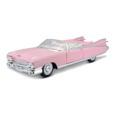 Bild av Maisto Cadillac Eldorado Biarritz Cabriolet &#039;59, modellbil med fjädringning, skala 1:18, rörlig dörrar och motorhuv, färdig modell, styrbar, 24 cm, rosa (536813)