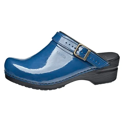 Bild av Sanita Freya Mule Clog Original Handmade Flexible Leather for Women Anatomical shaped footbed with soft foam Heel Strap Blå 39 EU
