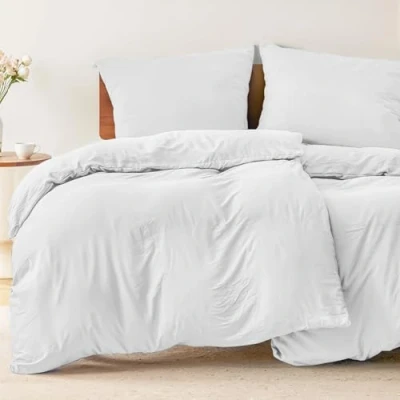 Bild av Dreamzie Sängkläder, 4 delar med örngott på 80 x cm och påslakan 135 200 cm, för enkelsäng, av 100 % mikrofiber, certifierat kemikaliefria (Oeko Tex), vita