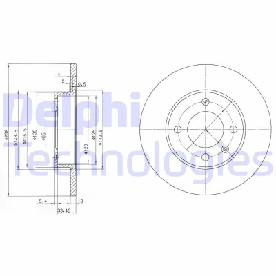 Bild av DELPHI BG2117 Disque de frein 239 10 4 plein huilé non traité sans roulement roue, bague ABS VOLKSWAGEN: Passat B2 3/5 portes, Polo I 3 portes