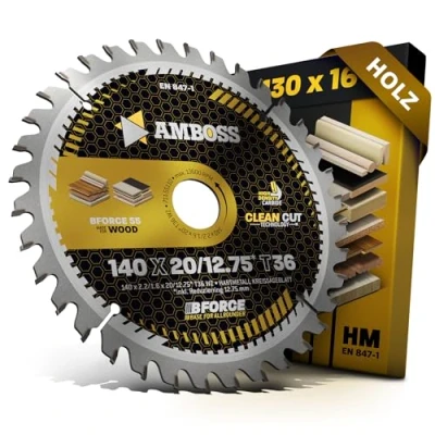 Bild av Cirkelsågklinga av hårdmetall 140 x 20 12,75 Z36 växeltand för trä, fintandad, Amboss Werkzeuge® Sågklinga mm + reduceringsring mm. lämplig bl.a. Black &amp; Decker DN 227 H. KS 40,