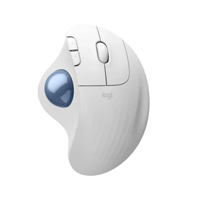 Bild av Logitech ERGO M575S trådlös mus med styrkula, ergonomisk Bluetooth och krypterad dongel, bekväm tumkontroll, exakt smidig avläsning, för PC/Mac Vit