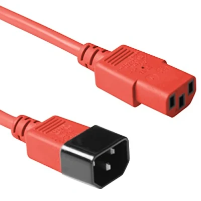 Bild av ACT kall apparatkabel 3 m, C13 till C14 kallenhetskabel förlängning, IEC kontakt hona stift AK5107 röd meter