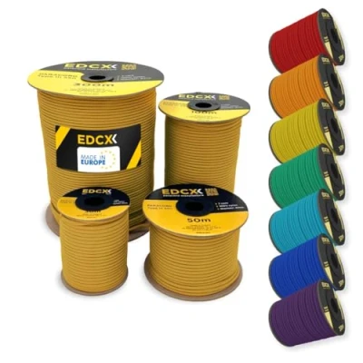 Bild av EDCX 4mm Nylon Paracord 550 30m (100 fot) Typ III, 100% nylonrep, 7 trådsrep, nylonrep i enfärgade färger (Orange Yellow, 30 m)