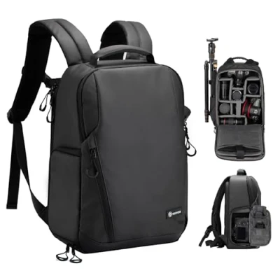 Bild av TARION Kameraryggsäck, vattentät kameraväska med 14 tum laptopfack, professionell ryggsäck stor kapacitet regnskydd för DSLR SLR kameror linser