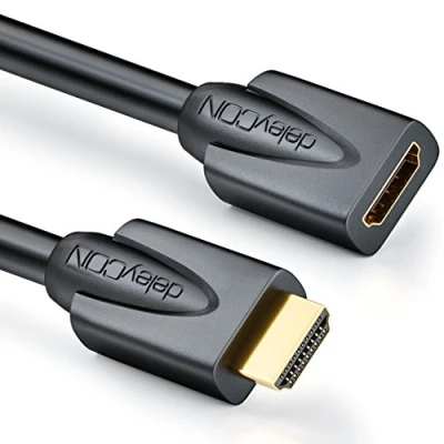 Bild av deleyCON 2m HDMI Förlängning Kompatibel med 2.0a/b/1.4a UHD 4K HDR 3D 1080p 2160p ARC Hög Hastighet Ethernet Svart