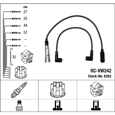 Bild av NGK 8262 Jeu De Fils d&#039;Allumage 5 AUDI: 80 B4 Berline, B2, B3