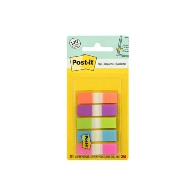 Bild av Post it 6835CBEU Små Registerflikar, Blå, Gul, Rosa, Violett, Grön, 11,9x43,2 mm, Paket med 100 Blad