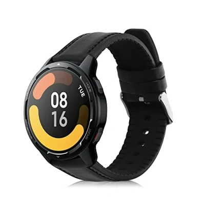 Bild av kwmobile armband kompatibelt med Xiaomi Watch S1 Active Rem 1 x i äkta läder justerbar storlek svart