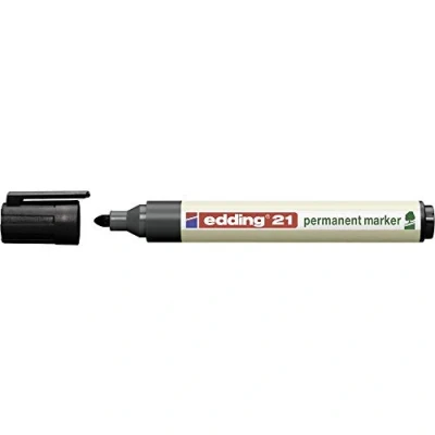 Bild av edding 21 Ecoline permanent marker svart 1 penna rund spets 1,53 mm vattenfast, snabbtorkande, fläckfria pennor för kartong, plast, glas, trä, metall och tyg går att fylla på