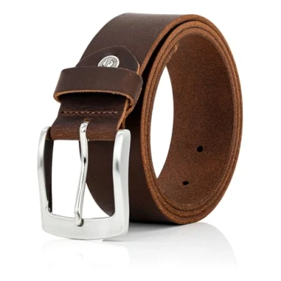 Bild av LINDENMANN läderbälte män 40 mm bred, bälte läder mörkbrun, BRUN, 115