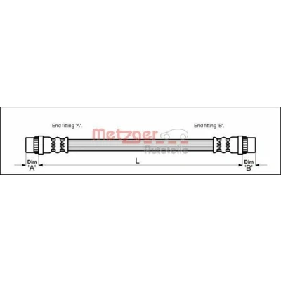 Bild av METZGER 4111164 Flexible De Frein 183 F10 x 1 RENAULT: TWINGO 1, ESPACE 3, Avantime, PEUGEOT: 405 I Berline, II 605 Berline