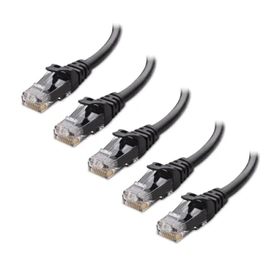 Bild av Cable Matters 5 pack Snagless Short Cat6 Ethernet kabel (Cat6 kabel, Cat 6 kabel) i svart 1,5 m