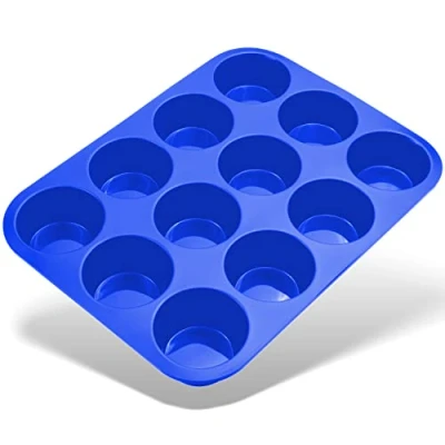 Bild av Belmalia Muffinsform i Silikon med 12 Hål Non Stick Cupcake Formar för Bakning Idealisk Present till Bagare Hemmatlagning Tillbehör Mörkblå