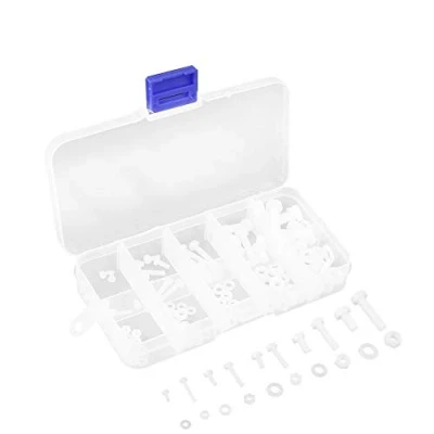 Bild av Walfront 150 st nylonskruvar s muttrar brickor fästelement sortiment kit i låda M2 M2.5 M3 M4 M5