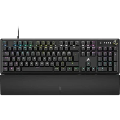 Bild av CORSAIR K70 CORE RGB mekaniskt trådbundet speltangentbord med handstöd försmord MLX röda linjära brytare, SOCD, ABS målade tangenter, ljuddämpning, mediakontrollurtavla, QWERTY UK svart