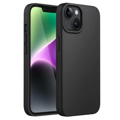 Bild av JETech Silikon Skal för iPhone 14 6,1 Tums, Silky Soft Touch med Hela Kroppen, Stötsäker Case Mikrofiberfoder (Svart)