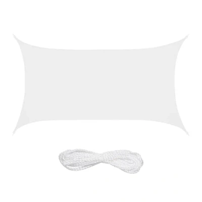 Bild av Relaxdays Solsegel, 2 x 4 m, vattenavvisande, polyester, spännlinor, rektangulär duk, trädgård, balkong, vit