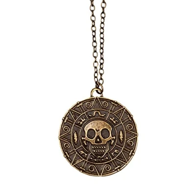 Bild av Boland 74126 Halsband pirat, modesmycke med hänge, för vuxna, piratamulett, dödskalle, sjörövare, karneval, tisnatt, halloween, temafest