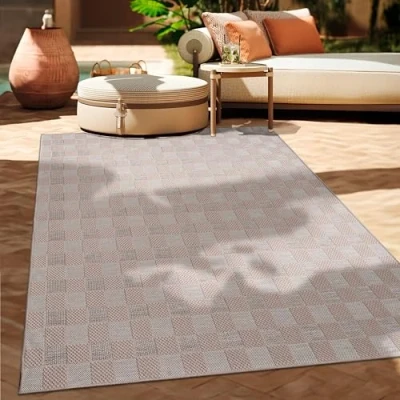 Bild av Paco Home Matta Utomhus Balkong Terrass Köksmatta Modernt Boho Style, Storlek:80x250 cm, Färg:Beige 8