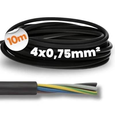 Bild av 10 meter Lapp 16002583 H05RN F 4x0,75 mm² gummikabel flexibel I UV beständig robust oljebeständig tunn 4G0,75 svart med skyddsledare för handverktyg och elektroddekoration