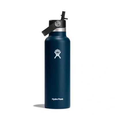Bild av Hydro Flask Water Bottle 621 ml 21 oz Vacuum Insulated Stainless Steel with Flex Straw Cap Standard Mouth Indigo