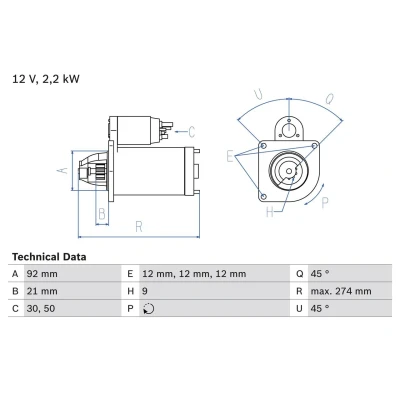 Bild av Startmotor Bosch 0 986 016 210