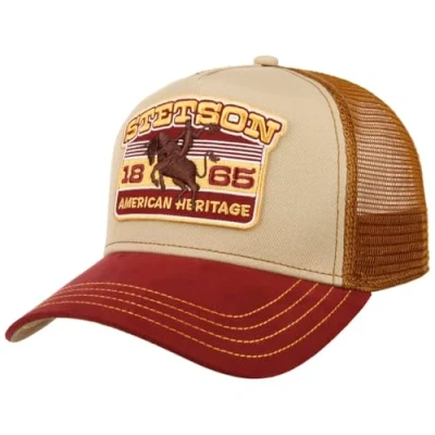 Bild av Stetson Heritage Rodeo Trucker Keps Herrar basebollkeps meshkeps Snapback, med skärm, foder, foder Sommar Vinter Vår Höst One Size beige röd