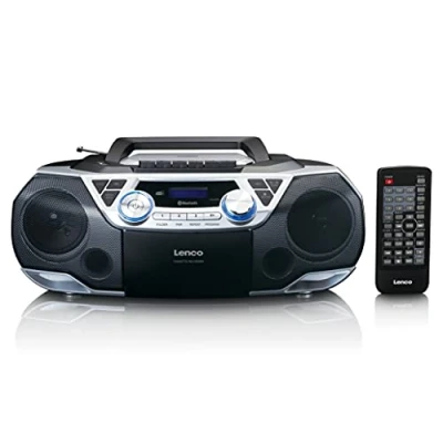 Bild av Lenco SCD 720 Boombox DAB+ Bluetooth 5.0 Topploader CD/MP3 spelare kassettdäck FM radio USB port 2 x 6 watt RMS Bass Reflex fjärrkontroll silver