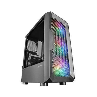Bild av Mars Gaming MC TOR Svart, ATX Semitower fodral, full sidofönster, främre nätdesign, 3 x FRGB 120 mm fläktar, dubbelkammare design