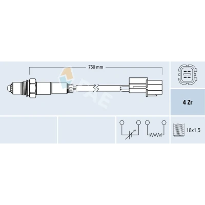 Bild av FAE 77291 Sonde lambda de régulation VOLVO: V40 Break, S40 I, MITSUBISHI: Space Star, Carisma 5 portes