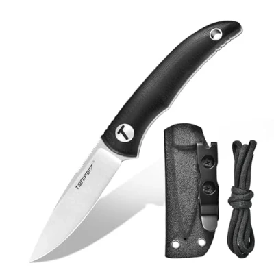 Bild av TONIFE Nova Fast bladkniv med justerbart Kydex fodral och fallskärmslina, 6,8 cm hel bladhalskniv för jakt, fiske, camping överlevnad