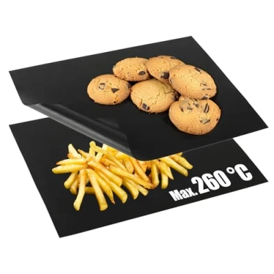 Bild av COM FOUR® 2x återanvändbart bakpapper permanent bakfolie för ugnar upp till 260 C ugnsfolie med non stick beläggning på båda sidor 32 x 42 cm (svart)
