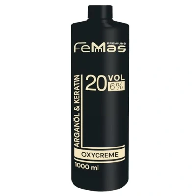Bild av FemMas Oxycreme I 6 % 1 000 ml Oxidationsmedel för hårfärgning &amp; toner Lätt att använda och optimalt grepp Utvecklare jämna resultat salongskvalitet Hair Color Developer