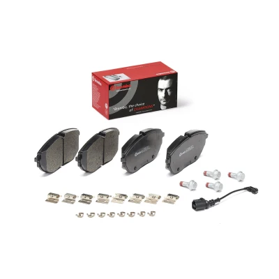 Bild av BREMBO P 85 188 Jeu de plaquettes frein contact signal d&#039;usure inclus avec vis d&#039;étrier frein, tôle anti bruit accessoires