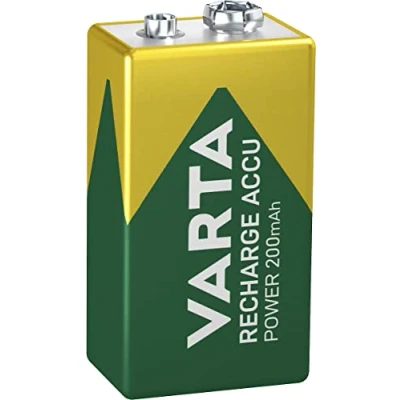 Bild av VARTA Rechargeable Accu Ready2Use förladdat 9V blockbatteri (9V, 200mAh), uppladdningsbart utan minneseffekt kan användas direkt