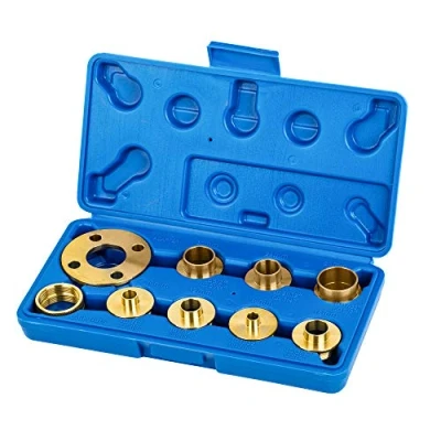 Bild av KATSU 10Pcs Template Router Guide Kit with Counter Nut Adapter, Bushing for Cut Out Work Cleaning Rolling Tail Hinge Milling