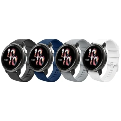 Bild av MoKo 4 Pack Straps Compatible with Garmin Vivoactive 4S/Venu 3S/Venu 2S/Forerunner 265S/255S/255S Music/Vivomove 3S, 18mm Soft Silicone Replacement Watch Band Sport Wristband, Multi Color A