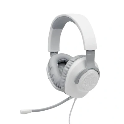 Bild av JBL Quantum 100 Kabelanslutna over ear gaming hörlurar, med avtagbar mikrofon, kompatibla olika spelplattformar, vit