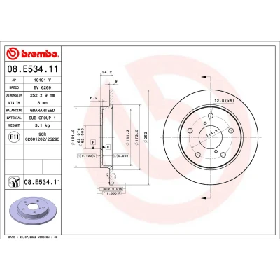 Bild av Bromsskiva Brembo 08.E534.11
