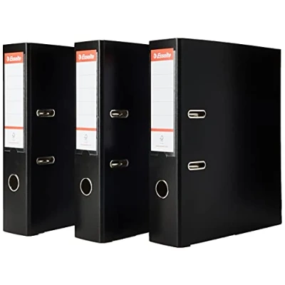 Bild av Esselte Mapp bred, DIN A4, 3 pack, 7,5 cm ryggbredd, plastmapp, svart, 624294