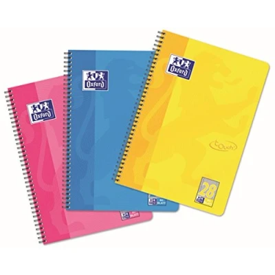 Bild av Oxford Touch Collegeblock A4 rutig, dubbel kant, 80 ark, sorterade, 10 stycken