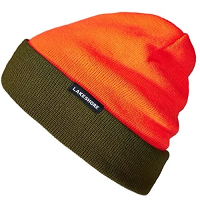 Bild av Lakeshore® Vändbar jaktmössa, orange vinterhatt, varning, signalhatt för driven jakt, Orange/Oliv, en storlek, one size