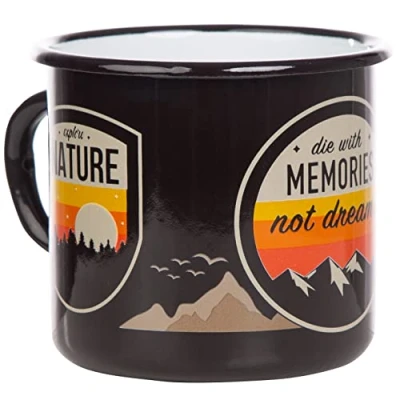 Bild av MUGSY Emaljkopp med utomhusdesign svart, berg memories Nature, emaljkopp, robust okrossbar, 330 ml