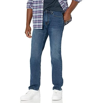 Bild av Amazon Essentials stretch jeans rakt snitt för herr, vintage blekt blå, 30W/32L